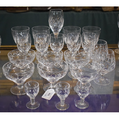 204 - A Collection of Stuart Cut Glass to Include Four Wines, Five Smaller Wines, Two Brandy Balloons, Six... 