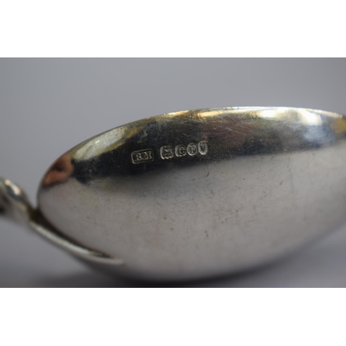 188 - A Pair of Silver Spoons with Pierced Handles and Sailing Barge Finials. Imported by Berthold Muller,... 