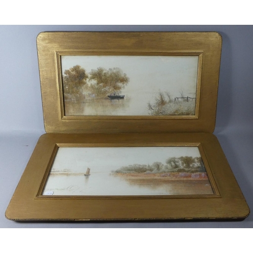 110 - A Pair of Late 19th Century Framed Watercolours Depicting Lake Scenes, 55cm Wide