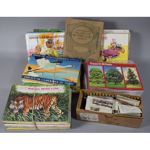 130 - A Box Containing Various Cigarette and Tea Cards and Albums, Loose Postcards etc