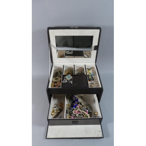 145 - A Modern Jewellery Box Containing Costume Jewellery