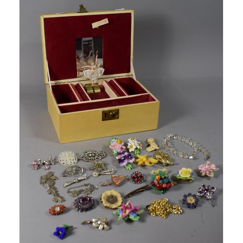 154 - A Musical Jewellery Box Containing Costume Jewellery