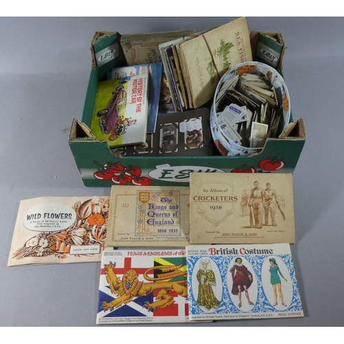 157 - A Box Containing Various Cigarette and Tea Card Albums and Contents, Loose Cards etc