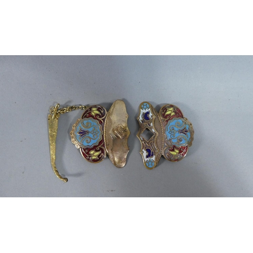 162 - An Early 20th Century Art Nouveau French Champleve Enamel Buckle