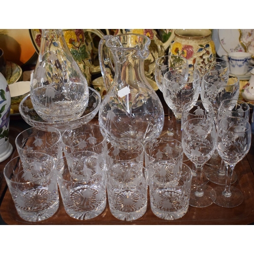 176 - A Tray of Stuart Crystal Glassware to Include Wines, Tumblers, Jug, Decanter and Stand etc