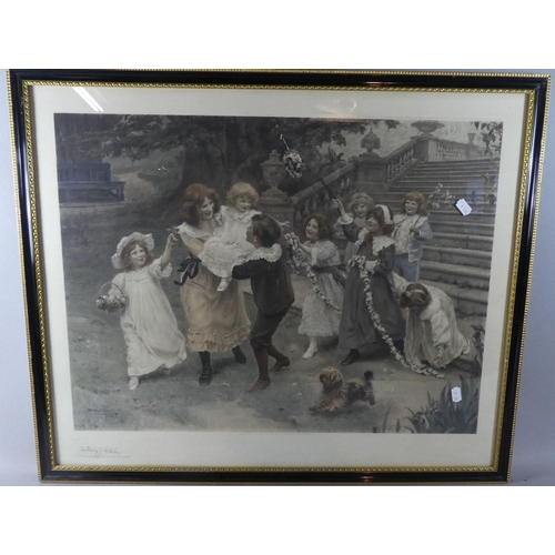 189 - A Framed Arthur J Elsley 1902 Print Depicting 'Baby's Birthday', Signed in Pencil by the Artist, 75c... 