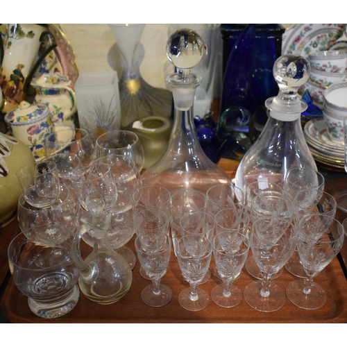 191 - A Collection of Glassware to Include to Include Two Decanters, Etched Brandy Balloons etc