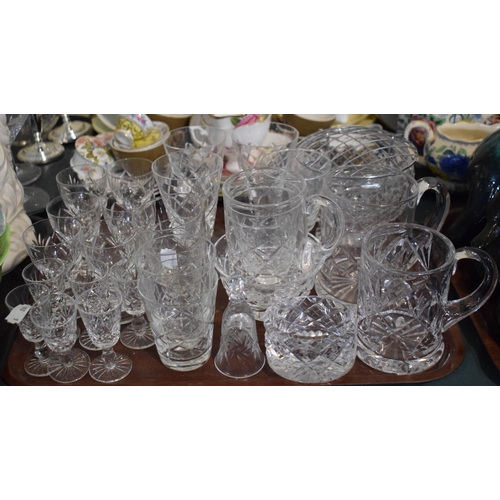 197 - A Collection of Cut Glasswares to Include Sherry Glasses, Liqueurs, Wines, Tumblers etc