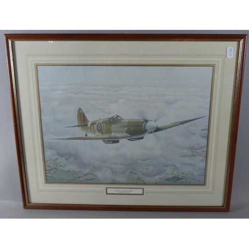 200 - A Framed Print of a Spitfire by John Evans 'Mission Accomplished', 52.5cm Wide