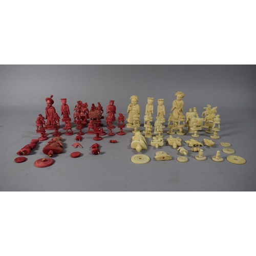 21 - A Collection of Late 19th Century Chess Pieces, Many in Need of Attention, Broken from Bases, Losses... 