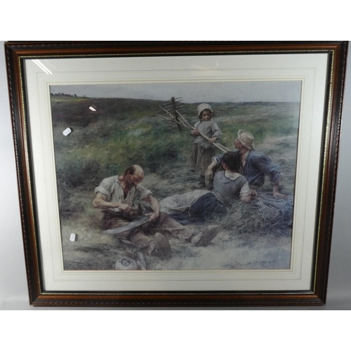 221 - A Framed Print 'Haymaking' After Leon Lhermitte 1887, 21cm, wide