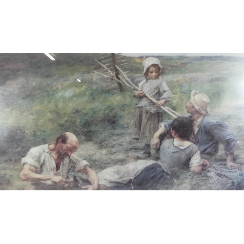 221 - A Framed Print 'Haymaking' After Leon Lhermitte 1887, 21cm, wide