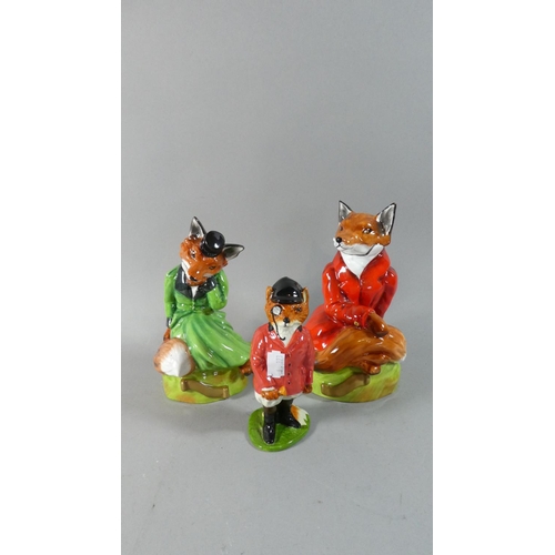 244 - A Pair of Royal Stratford Figures of Anthropomorphic Foxes Together with a Smaller Example by Acorn