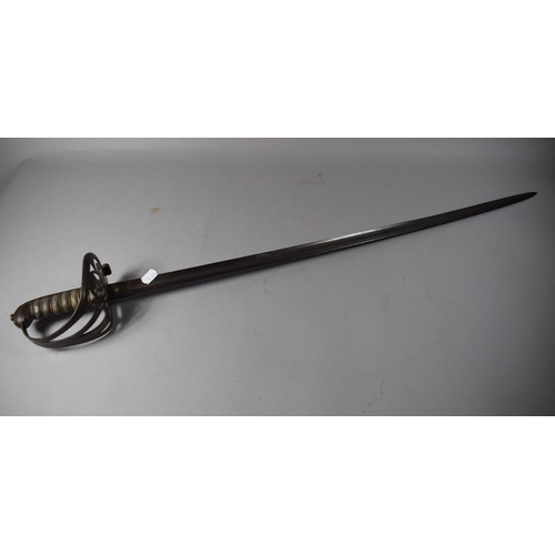 25 - A Victorian 1845 Infantry Pattern Sword with Wired Shagreen Handle, Etched Blade, 82cm Long