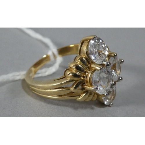 282 - A 9ct Gold and White Sapphire Dress Ring, Size N, 5.9g