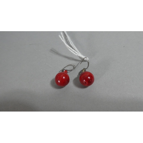 285 - A Vintage Red Coral Pair of Drop Earrings