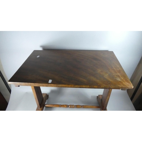 48 - A Mid 19th Century Style Rectangular Topped Occasional Table with Scrolled Feet and Turned Stretcher... 