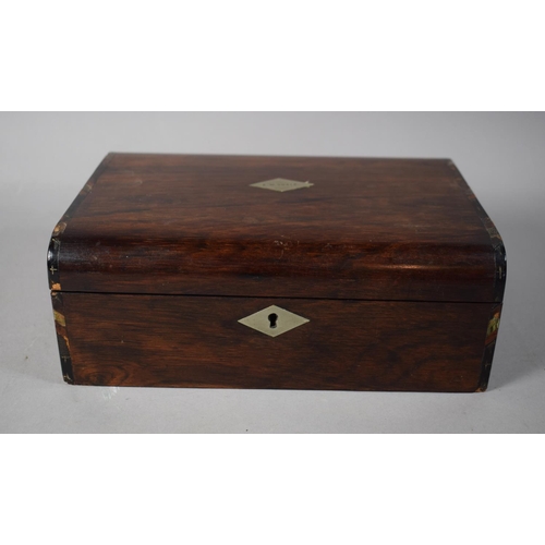 5 - A 19th Century Rosewood Workbox with Removable Tray and Escutcheon Inscribed E M Shale, 23.5cm Wide