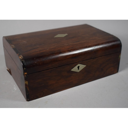 5 - A 19th Century Rosewood Workbox with Removable Tray and Escutcheon Inscribed E M Shale, 23.5cm Wide