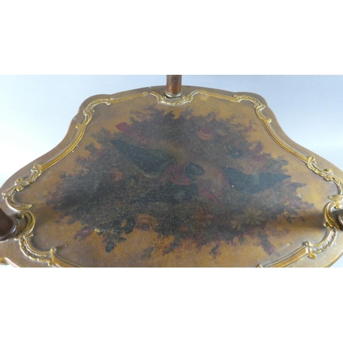 59 - An Italian Two Tier Shaped Occasional Whatnot with Gilt and Transfer Print Decorated, 47cm Wide