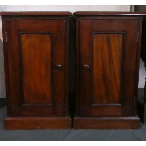 62 - A Pair of Edwardian Style Mahogany Bedside Cabinets With Panelled Doors, Each 38cm Wide