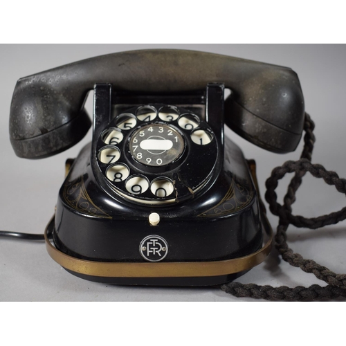 72 - A Vintage Belgian Telephone with Brass Carrying Handle by the Bell Telephone Company