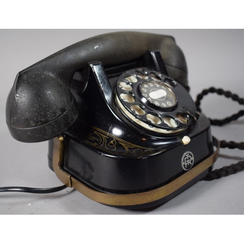 72 - A Vintage Belgian Telephone with Brass Carrying Handle by the Bell Telephone Company