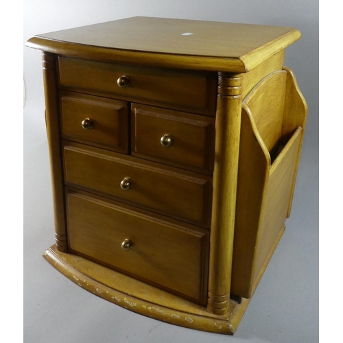 73 - A Modern Five Drawer Cabinet with Magazine Racks Either Side, 43cm High