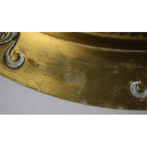 9 - A Pressed Brass Art Nouveau Oval Tray, 33.5cm Wide