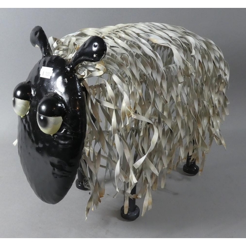 95 - A Large Modern Metal Ornament of a Long Wool Sheep, 40cm Long