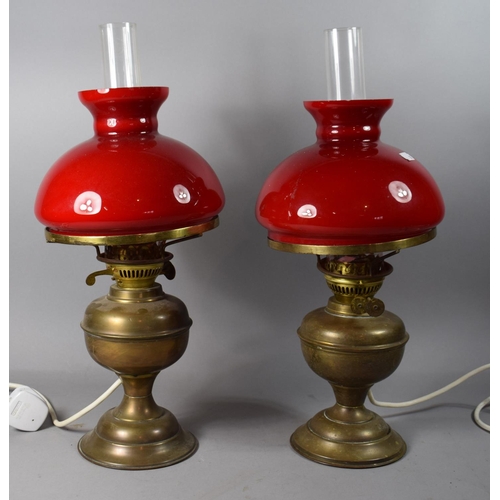 99 - Two Brass Table Lamps in the Form of Oil Lamps