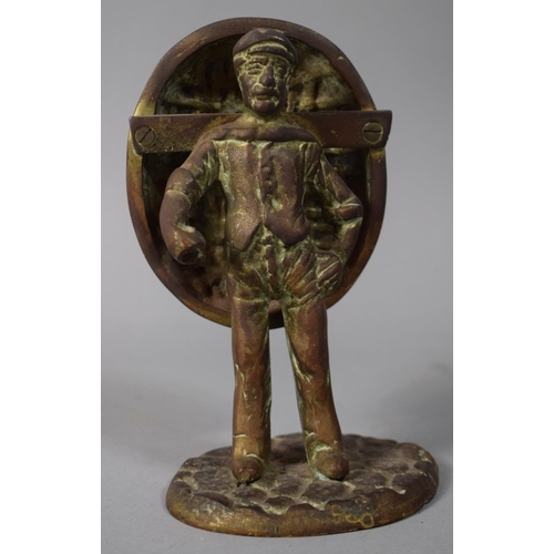 76 - A Brass Study of a Gent with Coracle, Missing Paddle, 15.5cm high