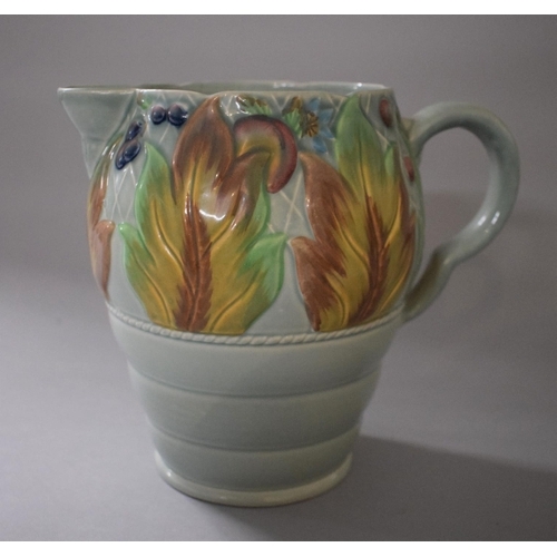 148 - A Large Clarice Cliff Celtic Leaf and Berry Design Jug, 41A, 19cms