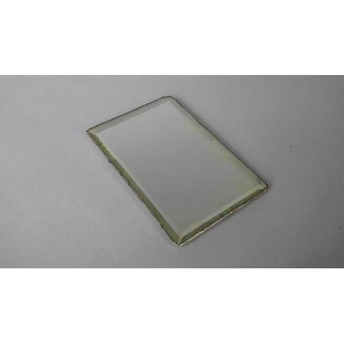 113 - A Continental Silver and Enamel Art Nouveau Handbag Mirror, Monogrammed W.F, 11 x 7cms