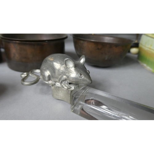 96 - A Collection of Items to Include a Late 19th Century Lacquered Cruet Stand, Metal and Perspex Scroll... 