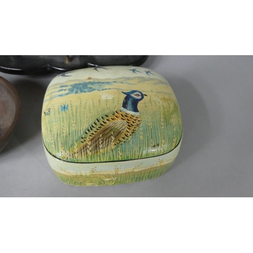 96 - A Collection of Items to Include a Late 19th Century Lacquered Cruet Stand, Metal and Perspex Scroll... 