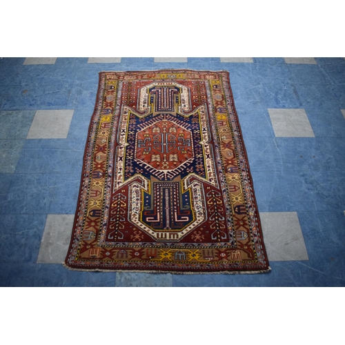 80 - An Antique Hand-Made Kazak Rug, 172 x 112cms