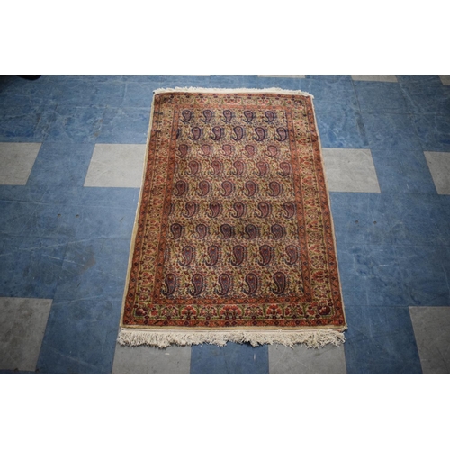 82 - An Antique Persian Hand-Made Kashan Rug, 150 x 94cms