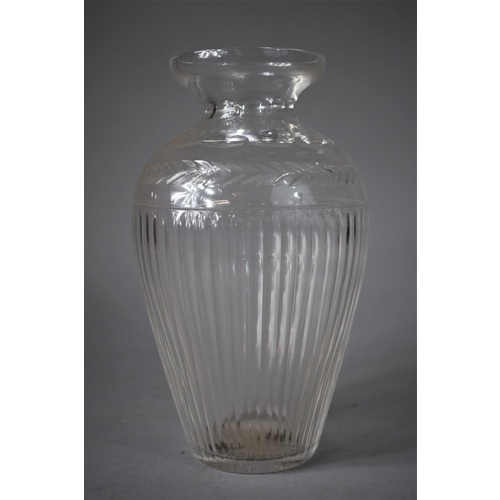 299 - A Nice Quality Cut Glass Vase of Tapering Form and Reeded Cut Decoration, 16cm High