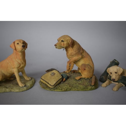 256 - A Collection of Five Resin Labrador Ornaments to Feature Arista Designs Ltd and Board Fine Arts