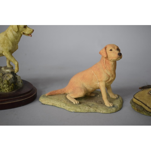 256 - A Collection of Five Resin Labrador Ornaments to Feature Arista Designs Ltd and Board Fine Arts