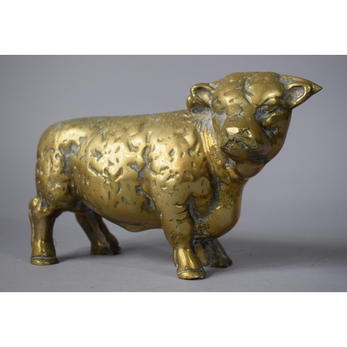 88 - A Heavy Brass Study of a Bull, 23cms Wide by 13cms High