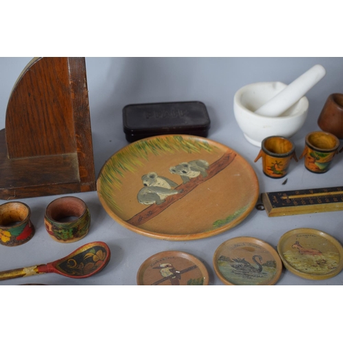 68 - A Collection of Sundries to Include Leather Mounted John Rabone & Sons Tape Measure, Bookend, Russia... 