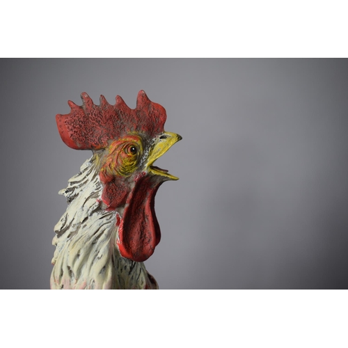 9 - A Reproduction Cast Iron Cockerel Door Stop Together with a Resin Study of a Cockerel, 45cms High