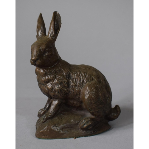 7 - A Bronzed Resin Study of a Seated Hare, 11cms High