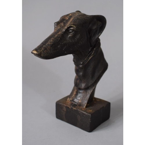 5 - A Cast Metal Bronze Effect Portrait Study of a Greyhound, 20cms High