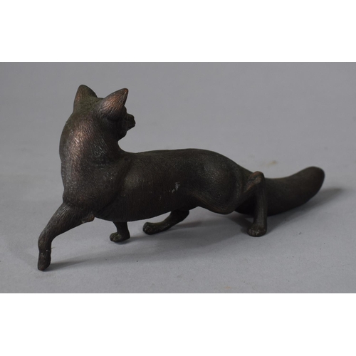 4 - A Bronzed Study of a Fox, 17x7cms High with Stamped ACC Under.