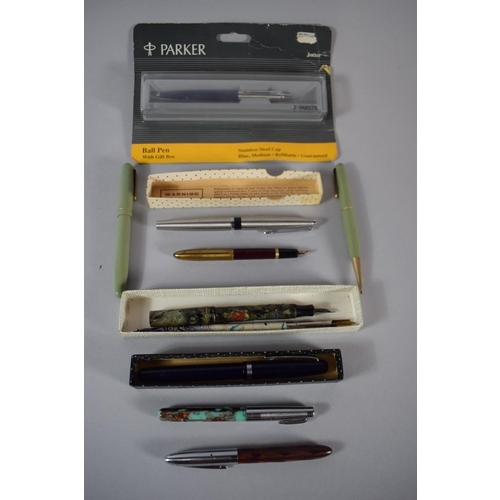 73 - A Collection of 10 Vintage Pens and a Ballpoint to Include Parker