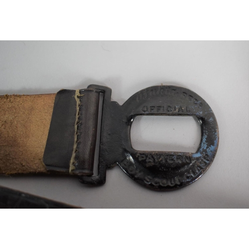 33 - A Boy Scouts Leather Belt and a William Rogers Bowie Knife 'I Cut My Way' with Leather Sheath