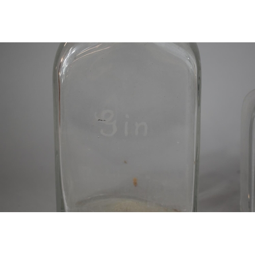 300 - An Early English Gin Bottle with Etched Inscription and Side Decoration Together with an Ink Bottle,... 